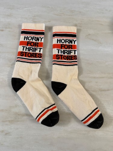Horny for thrift stores socks - horny,